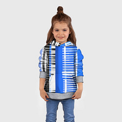 Толстовка-худи детская White stripes on a black and blue background, цвет: 3D-меланж — фото 2