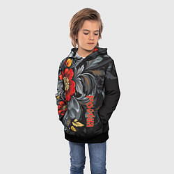 Толстовка-худи детская Россия - цветочный узор, цвет: 3D-черный — фото 2