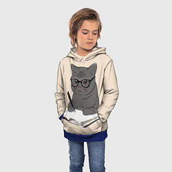 Толстовка-худи детская Психолог кот, цвет: 3D-синий — фото 2