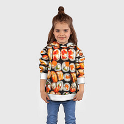 Толстовка-худи детская Большой сет роллов, цвет: 3D-белый — фото 2