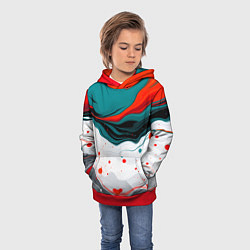 Толстовка-худи детская Эбру красочная абстракция, цвет: 3D-красный — фото 2