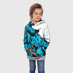 Толстовка-худи детская Оранжево-голубая абстракция на белом фоне, цвет: 3D-меланж — фото 2