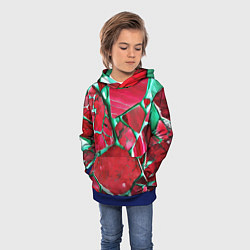 Толстовка-худи детская Зеленый минерал в красном камне, цвет: 3D-синий — фото 2