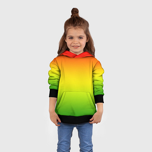 Детская толстовка Градиент сочный красно-жёлто-зелёный / 3D-Черный – фото 4