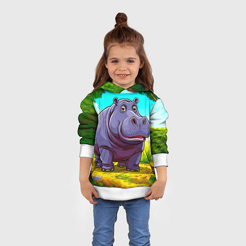 Детская толстовка Гиппопотамчик / 3D-Белый – фото 4