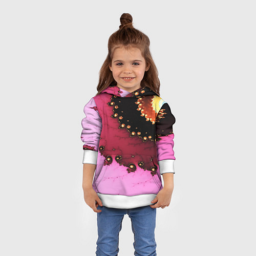 Детская толстовка Фрактал узор розовый / 3D-Белый – фото 4