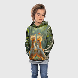 Толстовка-худи детская Влюбленные птички с коронами, цвет: 3D-меланж — фото 2