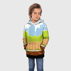 Толстовка-худи детская Летний город, цвет: 3D-черный — фото 2