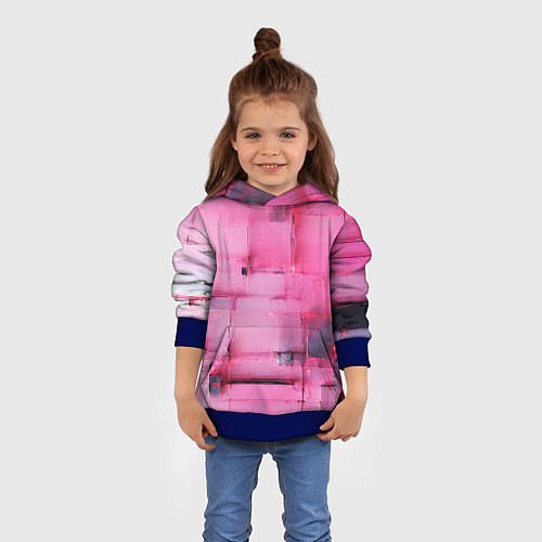 Детская толстовка Чёрные пятна на розовом фоне абстракция / 3D-Синий – фото 4