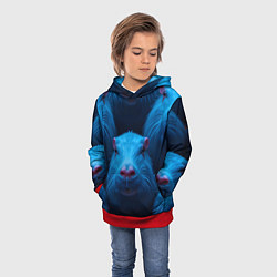 Толстовка-худи детская Синие капибары, цвет: 3D-красный — фото 2