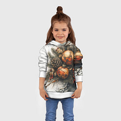 Толстовка-худи детская Новогодние игрушки и шишки, цвет: 3D-белый — фото 2