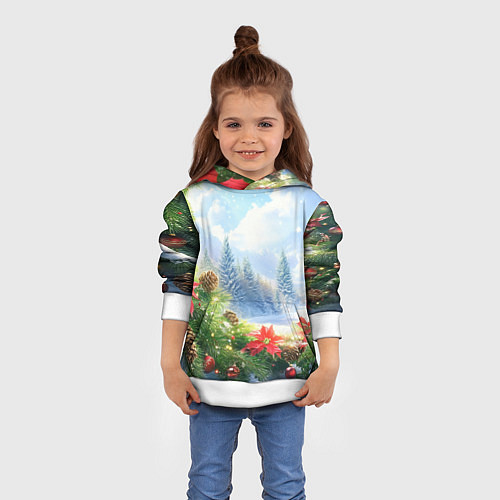 Детская толстовка Новогодний дневной пейзаж / 3D-Белый – фото 4