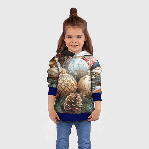 Детская толстовка Большие новогодние шары / 3D-Синий – фото 4