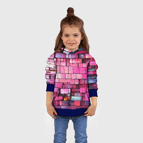 Детская толстовка Pink bricks / 3D-Синий – фото 4
