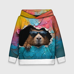 Детская толстовка Капибара в стене