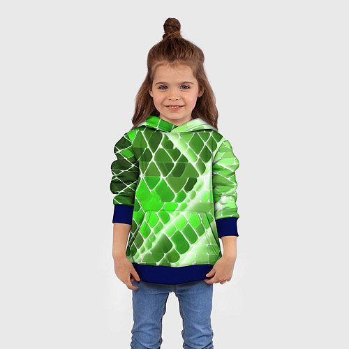 Детская толстовка Зелёные рельефные плитки и белое свечение / 3D-Синий – фото 4