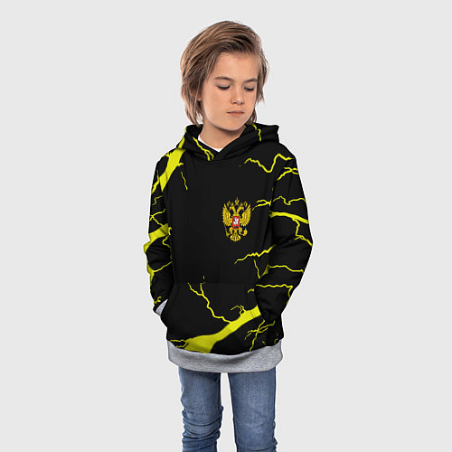 Детская толстовка Россия шторм герб / 3D-Меланж – фото 3