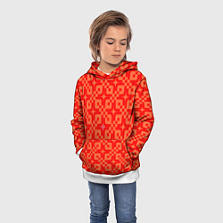 Толстовка-худи детская Абстрактный оранжевый узор, цвет: 3D-белый — фото 2