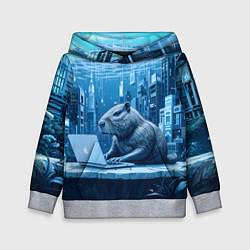 Детская толстовка Капибара программист под водой