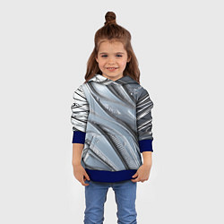 Толстовка-худи детская Полированный металл серебряный, цвет: 3D-синий — фото 2