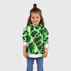 Толстовка-худи детская Зелёная пористая структура, цвет: 3D-белый — фото 2