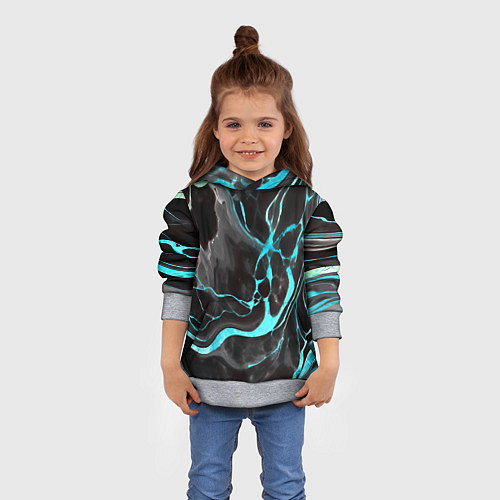 Детская толстовка Голубые флюиды на чёрном фоне / 3D-Меланж – фото 4