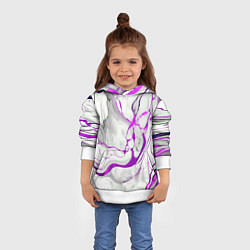 Толстовка-худи детская Фиолетово-белый мрамор, цвет: 3D-белый — фото 2