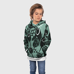 Толстовка-худи детская Игра в кальмара маска ведущего и стражников, цвет: 3D-белый — фото 2