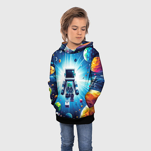 Детская толстовка Minecraft - an astronaut in outer space / 3D-Черный – фото 3
