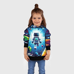 Толстовка-худи детская Minecraft - an astronaut in outer space, цвет: 3D-черный — фото 2
