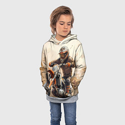 Толстовка-худи детская Эндуро Гонщик, цвет: 3D-меланж — фото 2