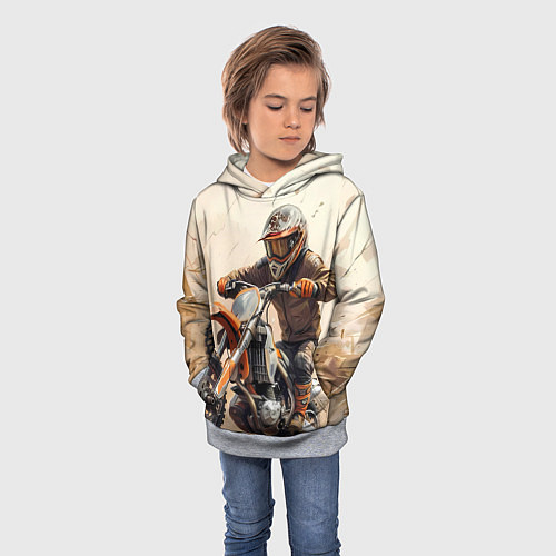 Детская толстовка Эндуро Гонщик / 3D-Меланж – фото 3