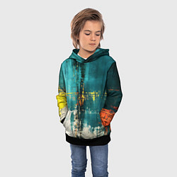 Толстовка-худи детская Ржавчина сине-белая, цвет: 3D-черный — фото 2