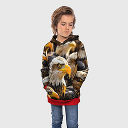 Толстовка-худи детская Белоголовые орланы, цвет: 3D-красный — фото 2