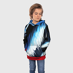 Толстовка-худи детская Бело-синие острые полосы, цвет: 3D-красный — фото 2