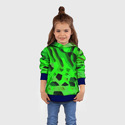 Толстовка-худи детская Чёрно-зелёная пористая абстракция, цвет: 3D-синий — фото 2