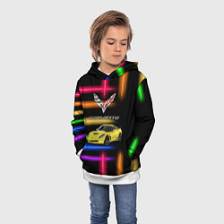 Толстовка-худи детская Chevrolet Corvette - racing team, цвет: 3D-белый — фото 2
