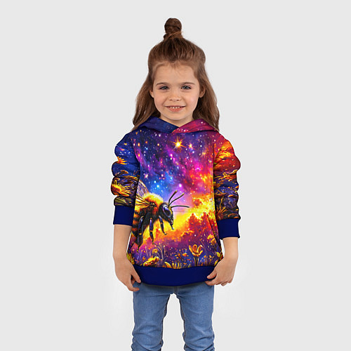 Детская толстовка Пчелка в космосе / 3D-Синий – фото 4