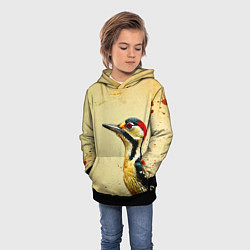 Толстовка-худи детская Большой дятел, цвет: 3D-черный — фото 2