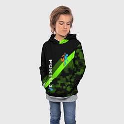 Толстовка-худи детская Portal camo steel geometry, цвет: 3D-меланж — фото 2