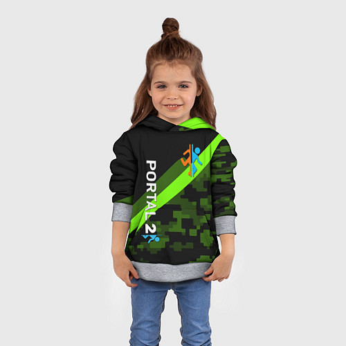 Детская толстовка Portal camo steel geometry / 3D-Меланж – фото 4