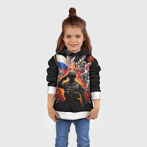 Детская толстовка Защитник отечества с ангельскими крыльями / 3D-Белый – фото 4