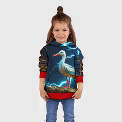 Толстовка-худи детская Аист и гроза, цвет: 3D-красный — фото 2