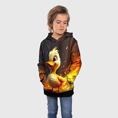 Детская толстовка Утенок в огне / 3D-Черный – фото 3