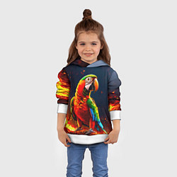 Толстовка-худи детская Ара в огне, цвет: 3D-белый — фото 2