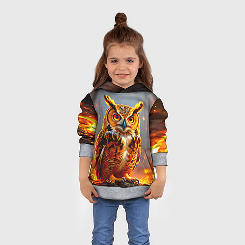 Детская толстовка Филин в огне / 3D-Меланж – фото 4