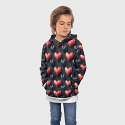 Толстовка-худи детская Геометрические сердечки, цвет: 3D-белый — фото 2