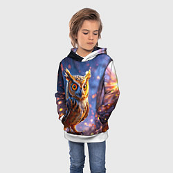 Толстовка-худи детская Золотистая сова, цвет: 3D-белый — фото 2