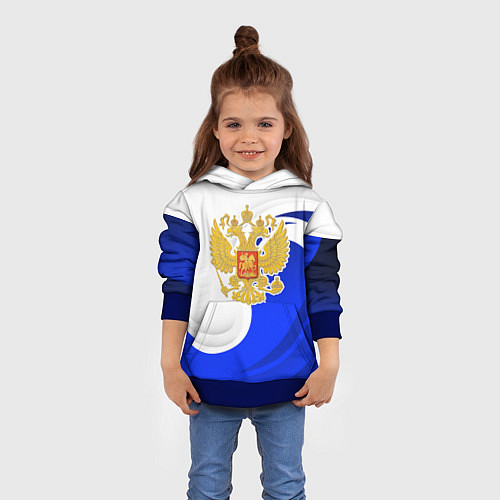 Детская толстовка Герб России - белый и синий / 3D-Синий – фото 4