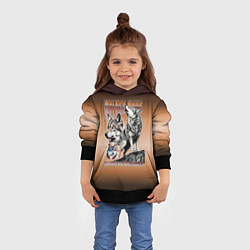 Толстовка-худи детская Волки с надписью, цвет: 3D-черный — фото 2